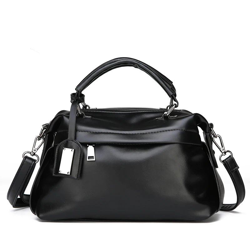 Винтажные Брендовые женские сумки с кисточками, женские сумки через плечо для женщин, роскошные качественные кожаные сумки Boston, маленькие сумки-тоут - Цвет: Black