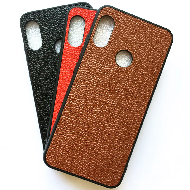 Real Genuine Leather Soft TPU Silicone Back Cover For Redmi 6 Pro Litchi Grain Natural Cowhide Phone Case Xiaomi Mi A2 Lite |
