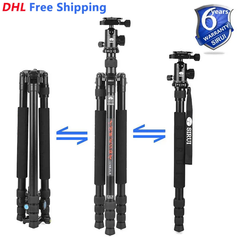 

Sirui Aluminum Tripod Set Camera Tripod+Ball Head Professional For DSLR Camera Aluminum Handheld Multi-function N1004KX+G10KX
