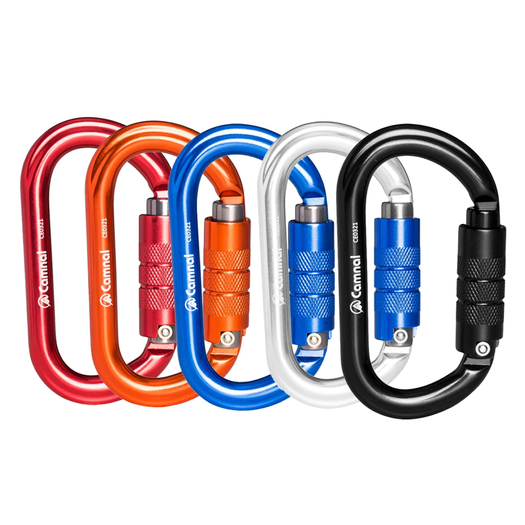 Perfeclan Rock Screw Gate Auto Locking Carabiner Climbing Safety D Type Hook Aluminum Auto Lock Screwgate D Carabiner