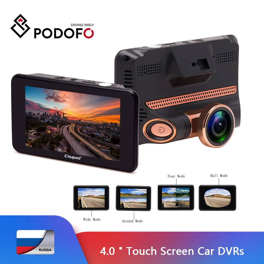 Podofo 4," сенсорный экран Dashcam Автомобильная dvr камера FHD 1080P регистратор Рыбий глаз объектив петля Recoridng g-сенсор авто видео рекордер