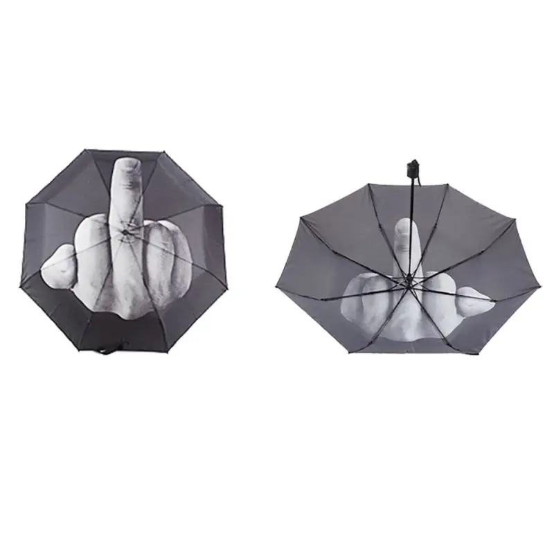 Женский зонтик дождь средний палец зонтик для мужчин ветрозащитный складной зонтик личности черный средний палец зонтик s TY