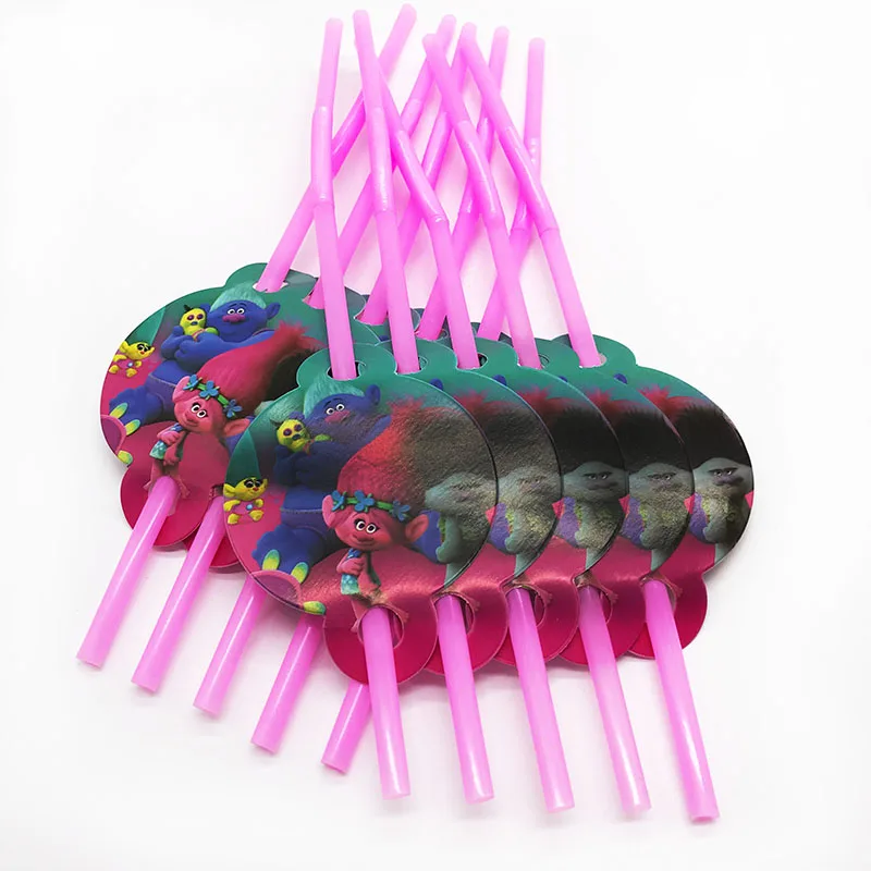 20 шт тема троллей одноразовые соломинки гибкие вечерние | Дом и сад