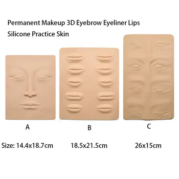 

3pcs Permanent Makeup 3D Eyebrow Eyeliner Tattoo Practice Skins Silicone Fake Sheet Semi-permanent Makeup Tattoo Beginners