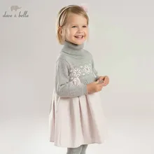 Dave Bella осеннее модное платье для маленьких девочек, детское праздничное платье на день рождения, шерстяное платье для малышей, DB8430