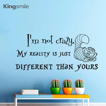 

Cartoon Alice in Wonderland Wall Stickers Cheshire Cat Sayings Nursery Art Decals Vinyl Wall Sticker for Kids Rooms Home Decor
