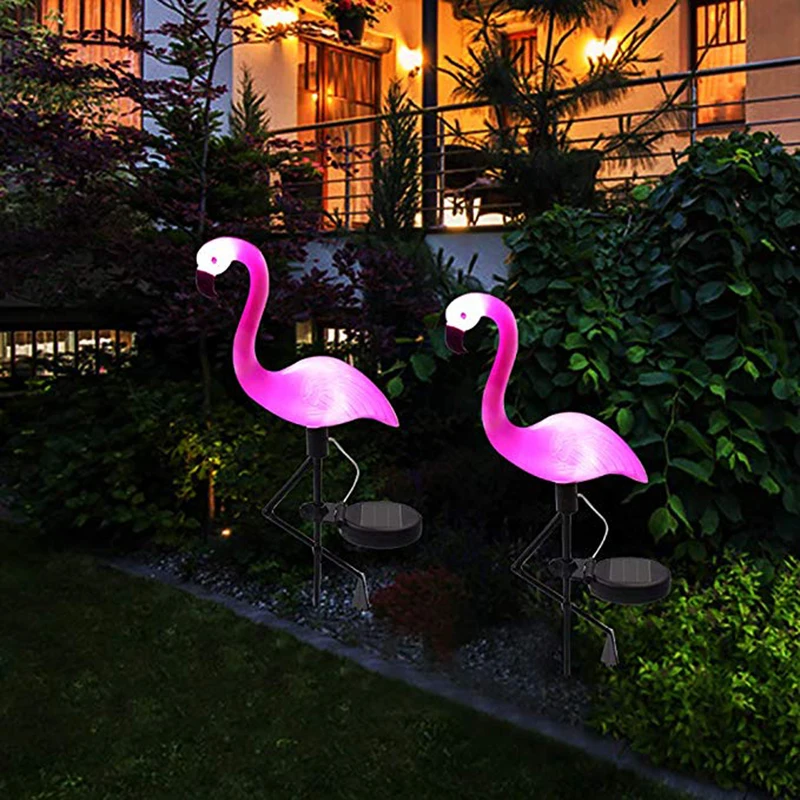 Movido a Energia Livre à Prova Lâmpada do Gramado Luz ao ar Flamingo Parque Solar Jardim Pico Chão d' Água Decorativos Caminho Quintal Passarela Decor Luz 3 Luz Pico Chão Luz Ao Ar Livre