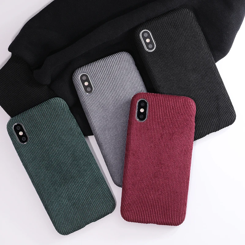 SoCouple Plush Fabrics Phone Case For iphone X 7 8 6 6S plus Case For iphone Xs max XR Cloth Texture Soft Back Cover Capa Fundas (1)