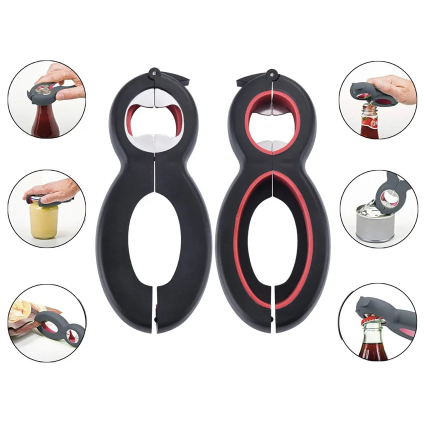 

6 in 1 Opener Multi Function Twist Bottle Opener All in One Gripper Can Wine Beer Lid Twist Off Jar Opener Claw kitchen