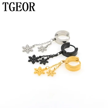 

Hot wholesale 30pcs surgical stainless steel chain with dangle 2 snows mixed colors hoop Backing Earring Free shipping