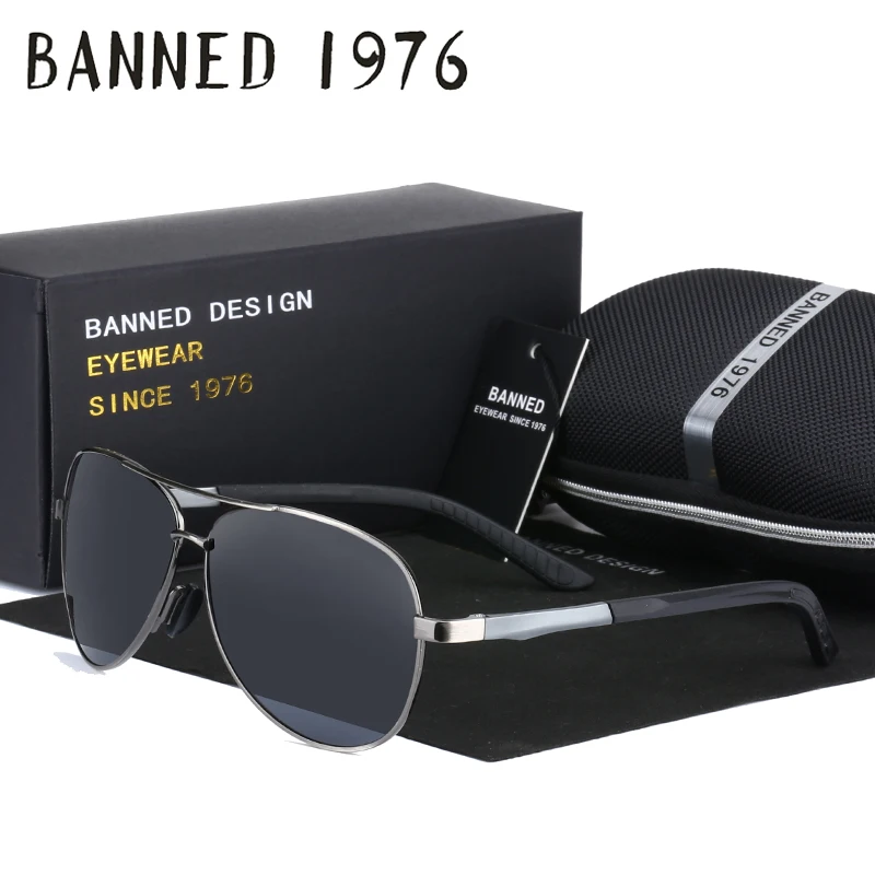 

aluminium magnesium Polarized men's Sunglasses fashion brand deisnger Driving Sun Glasses with spring hinge leg and gift box