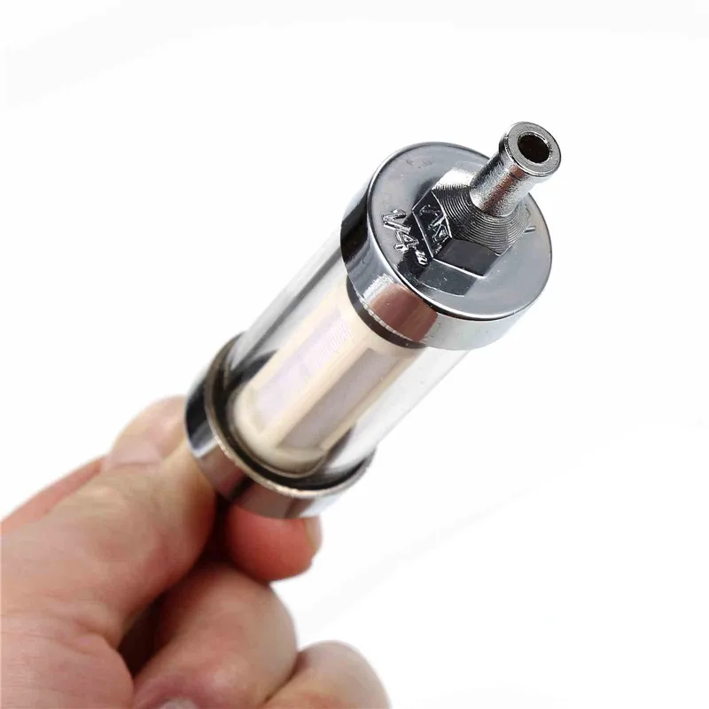 

In & Out 1/4'' Motorcycle Fuel Filter Clear Inline Short Fuel Filter Aluminium Alloy For Harley Yamaha Honda Oil Filters Auto