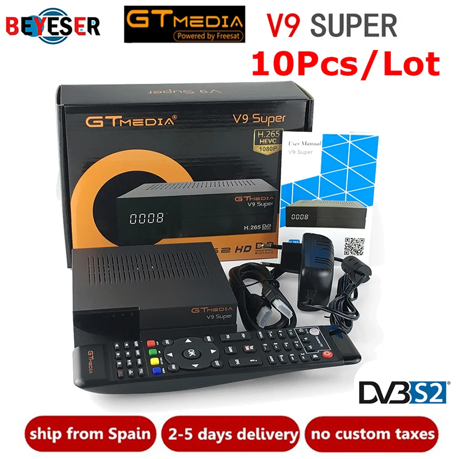 

10PCS Freesate V9 Super satellite receiver DVB-S2 H.265 decoder with built-in WIFI tv box same as Gemedia v8 NOVA