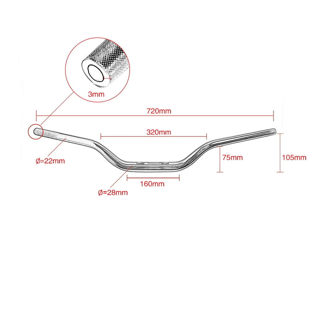 SMOK Универсальный 28 мм 72 см руль мотоцикла Ручка Бар для Yamaha MT09 MT-09 MT 09 MT07 MT-07 MT 07 Kawasaki Z900 KTM Duke 125