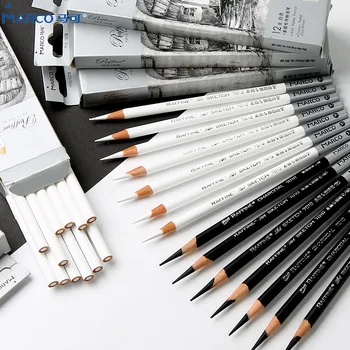 

Marie's White Charcoal Highlighter Soft Medium Hard Professional Hand Painted Tool Black Carbon Pen Set Art Supplies