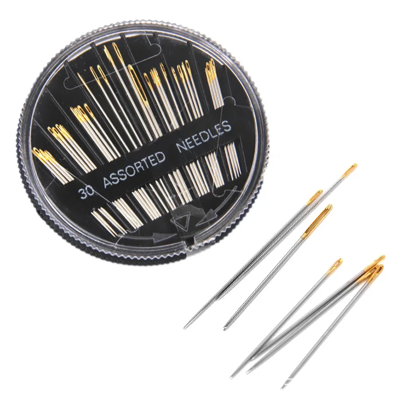 

Boxed sewing needles Sewing needles 30-piece disc needle box Gold tail 12G stainless steel sewing needle crochet needle hooks
