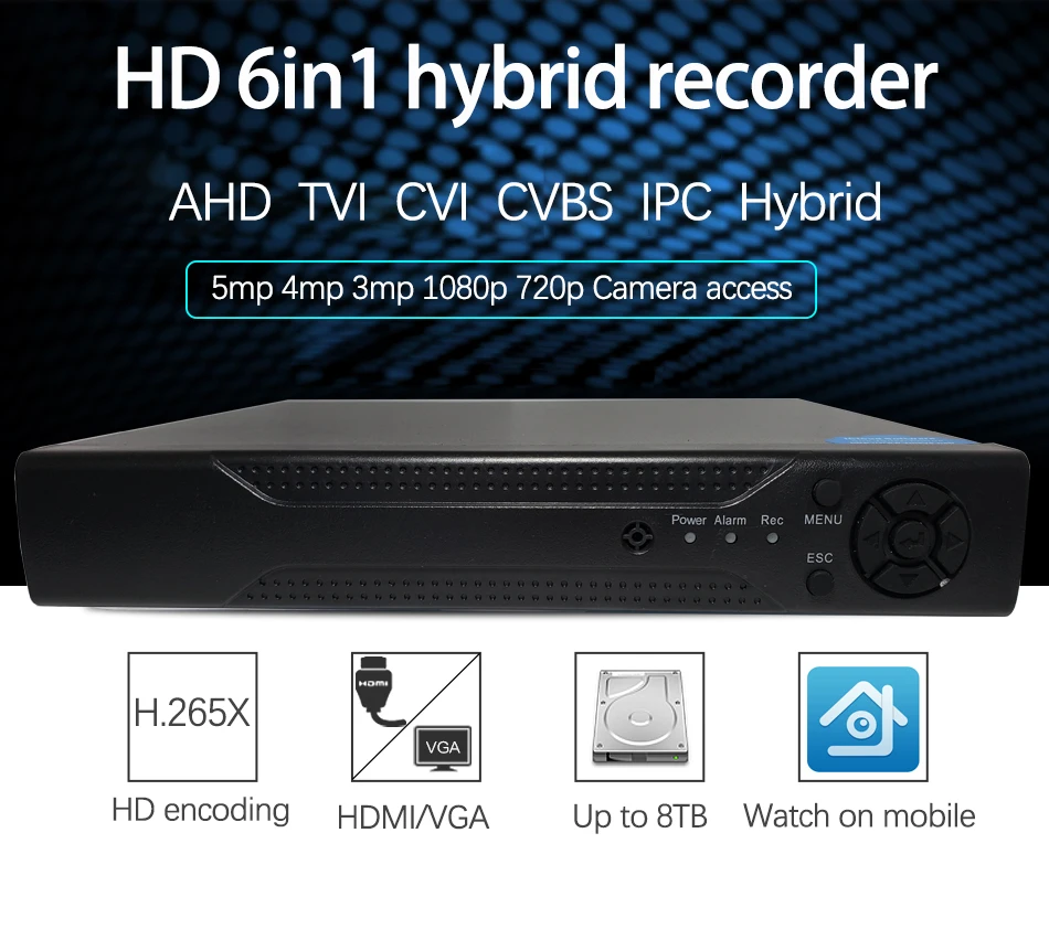 Jvtsmart AHD DVR 4 канала 8 каналов H.265 5mp-n 4mp-n гибридный видеорегистратор CCTV AHD CVI TVI аналоговый IP безопасности 1080P 4CH 8CH xm