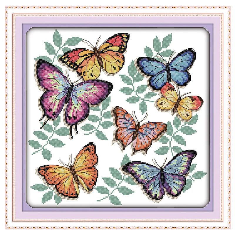 The colorful butterflies (2) Counted Cross Stitch DIY 11CT 14CT Cross Stitch Set Cross stitch