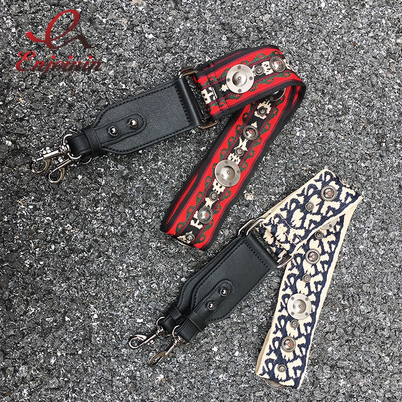 Fashion Metal Badge Canvas Shoulder Strap for Bags Replacement Strap Handbag Geometric Accessories Belts Ladies Bag Partys 