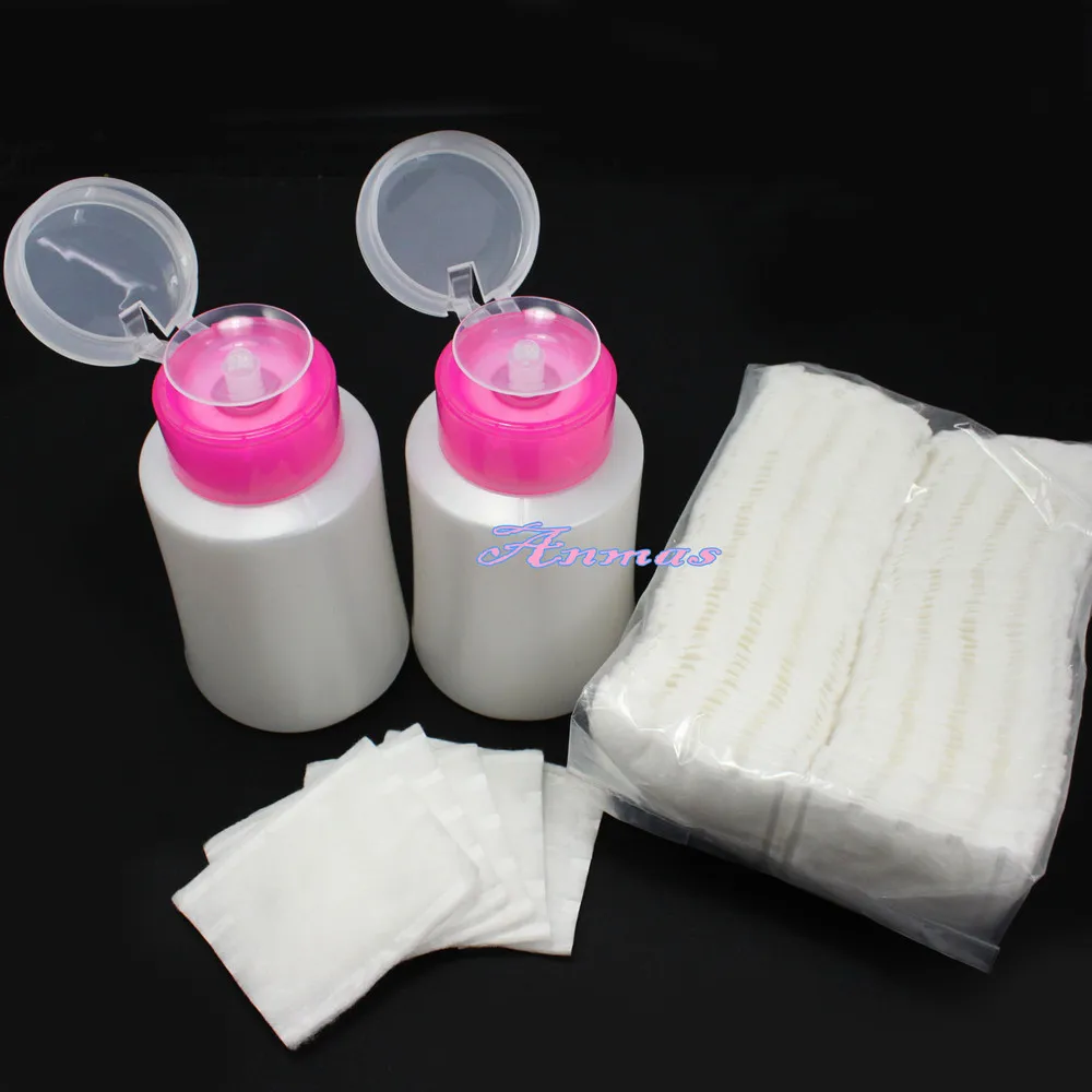 2 Pcs Pink Nail Art Pump Dispenser for Polish Remover & 100pp Facial