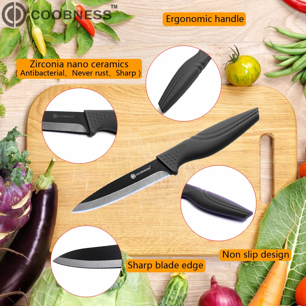Кухонный нож COOBNESS 3 дюйма 4 5 дюймов керамический кухонный резец и Овощечистка с