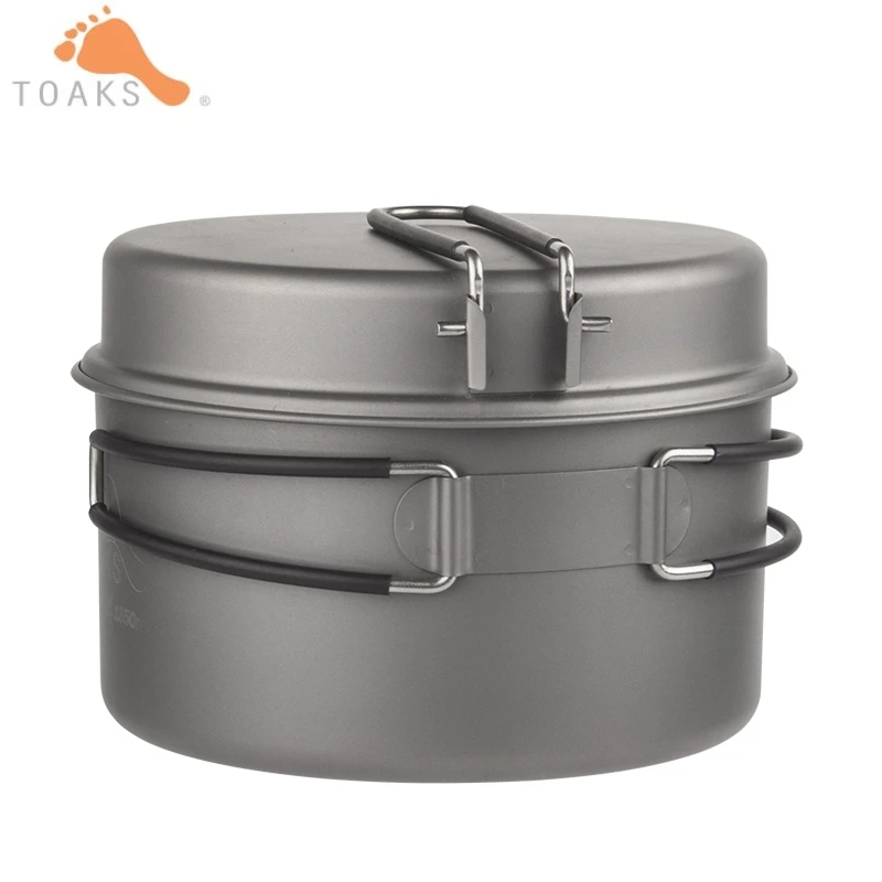 Toaks 2в1 1350 мл titanium Pot Bowl портативный набор посуды для кемпинга с 490 складной ручкой