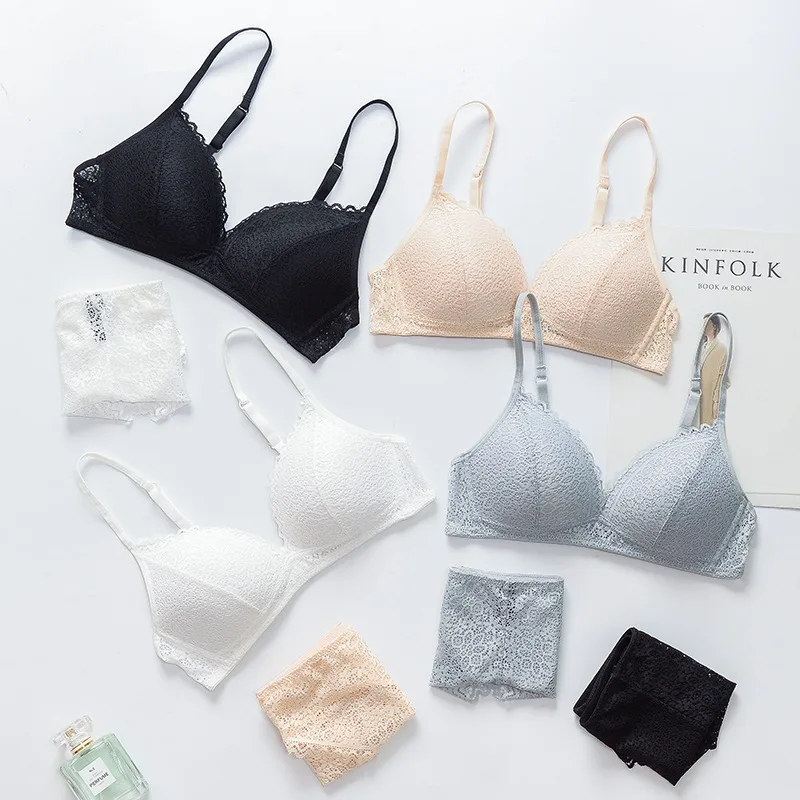 

New lace bra and panties set Sexy triangle cup bra Japan and South Korea soft and skin-friendly silk quality underwear