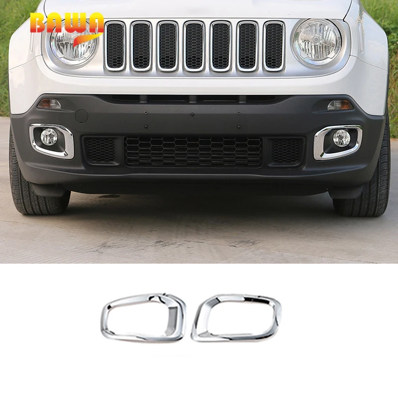 

BAWA Car Stickers ABS Front Fog Light Lamp Decoration Cover for Jeep Renegade 2016-2017 Car Exterior Accessories