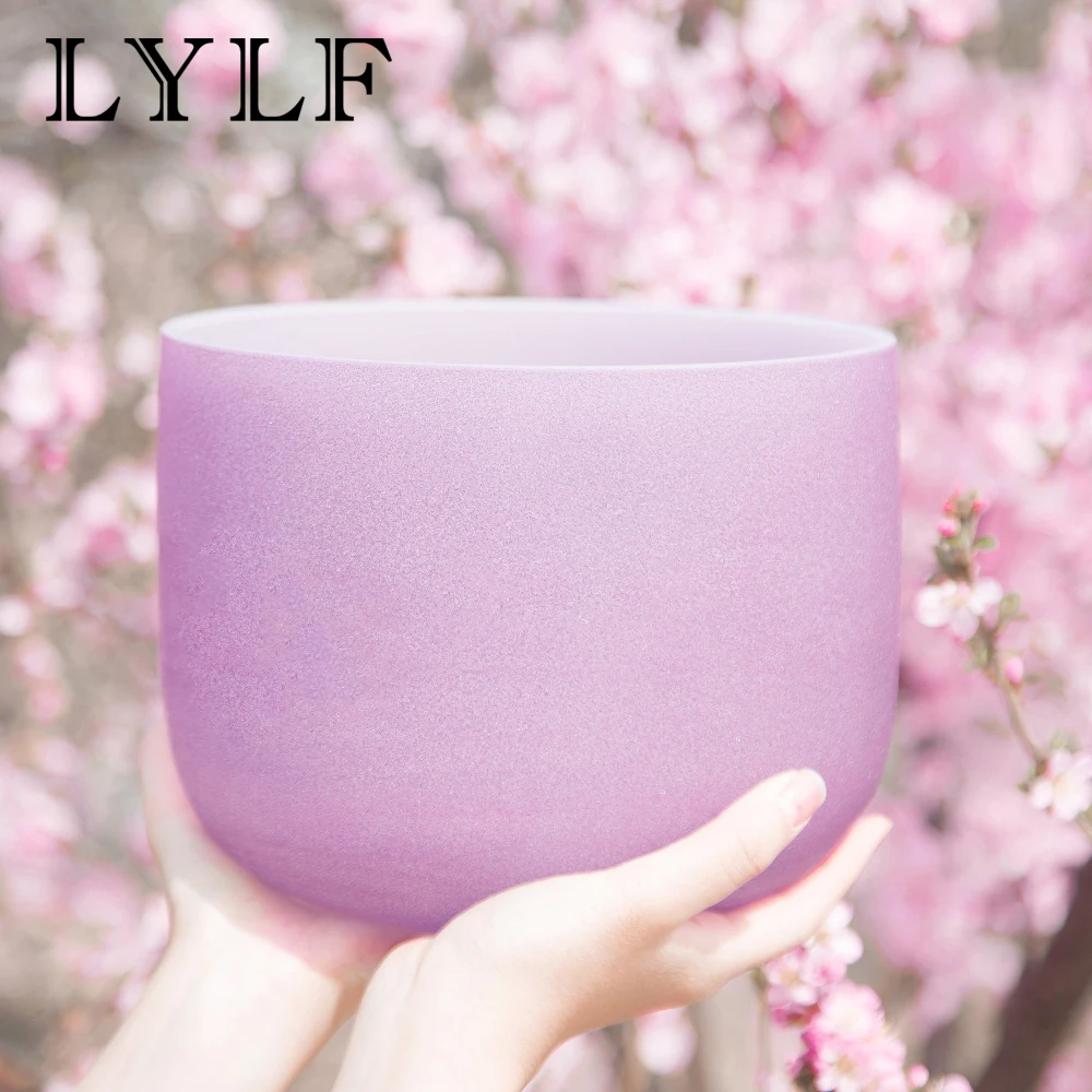 

8" Note B Crown Chakra Rainbow Colored Frosted Quartz Crystal Singing Bowl
