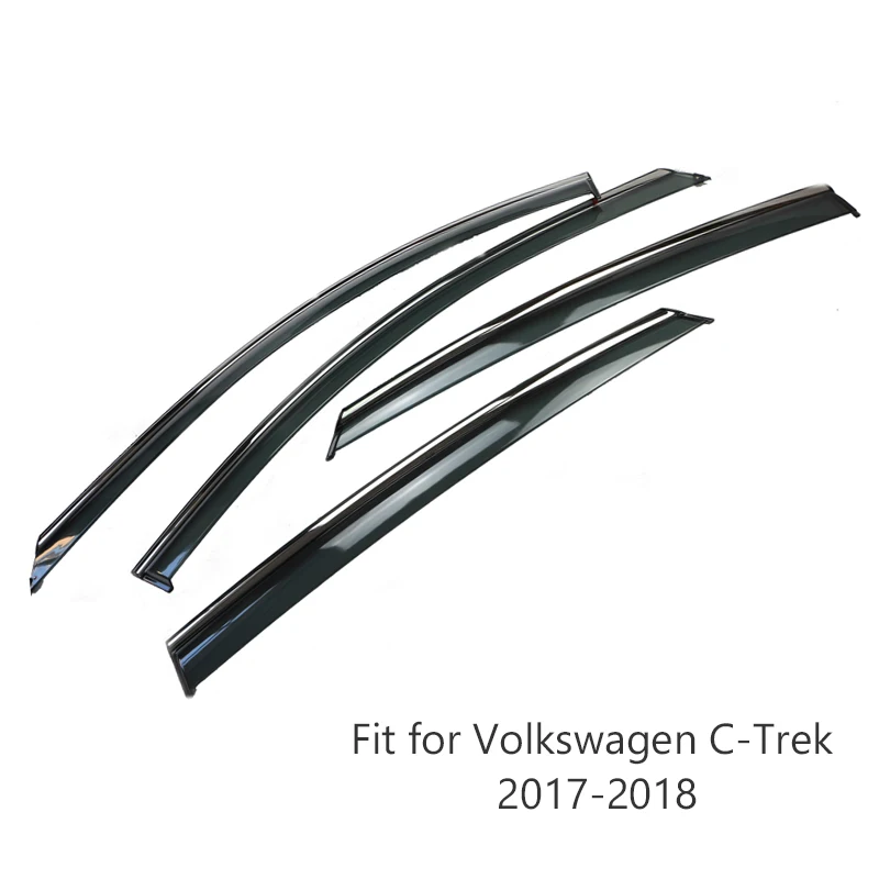 NOANS, 4 шт. наклейки для Volkswagen VW C-trek, аксессуары для стайлинга автомобилей, АБС-пластик, оконные рамы, козырек от солнца и дождя, накладка на дверь - Цвет: C-trek 2017-2018
