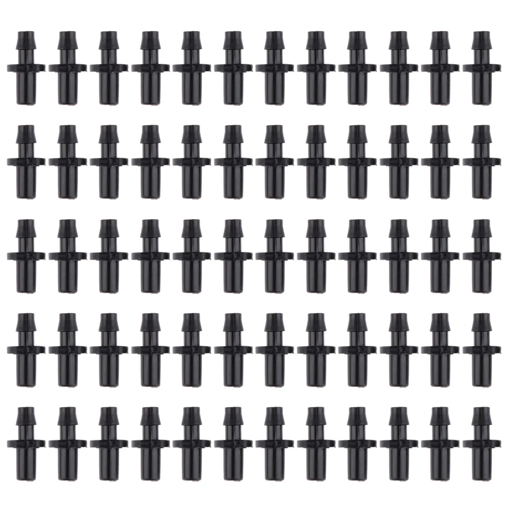 50pcs 1/4Inch Plastic Hose Drip Nozzle Fitting Connector Watering Lawn Irrigation Accessories Garden Yard Water Tools