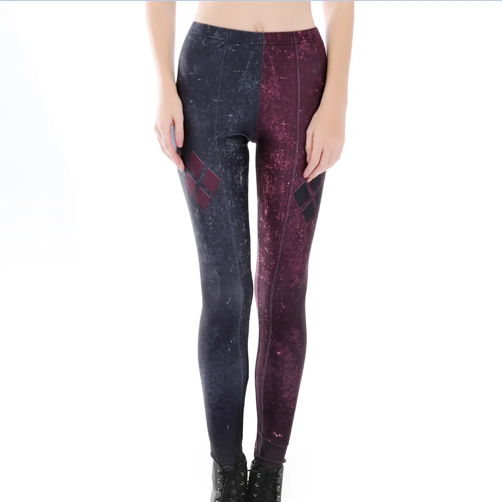 Black Red Joint Diamond Print Sexy Leggings Women High Waist Slim