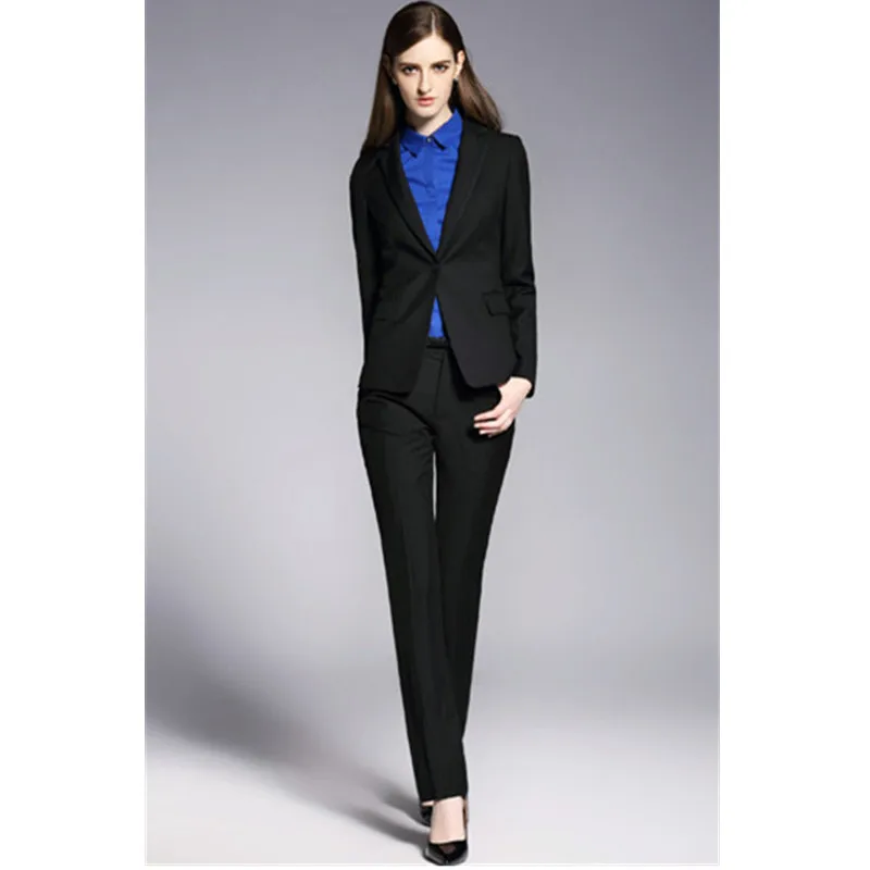 Формальная офисная униформа Черный индивидуальный дизайн женские брючные костюмы элегантные Брючные костюмы Леди OL деловые костюмы