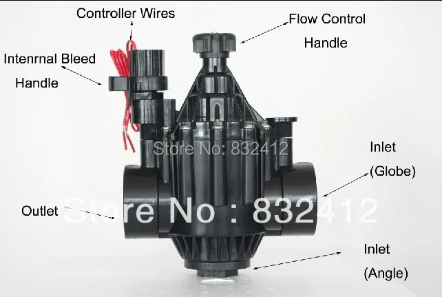 Для ПВХ, " электромагнитный управляемый клапан, 24 В/AC, обычно близко. Работа с давление воды 1-2 бар
