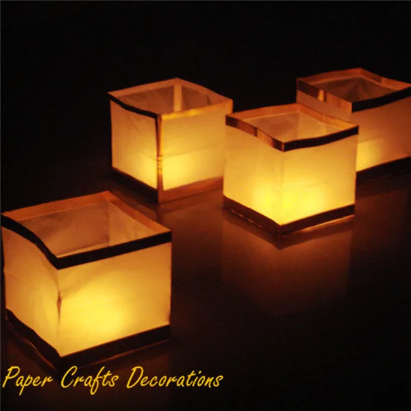 

10pcs/lot 6inch Biodegradable Golder Water Lanterns Square Chinese Floating Lanterns On River Christmas Party Decorations