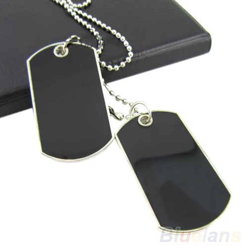 

Black 2 Dog Tags Chain Beauty Mens Pendant Necklace for Men Jewelry 1FZC