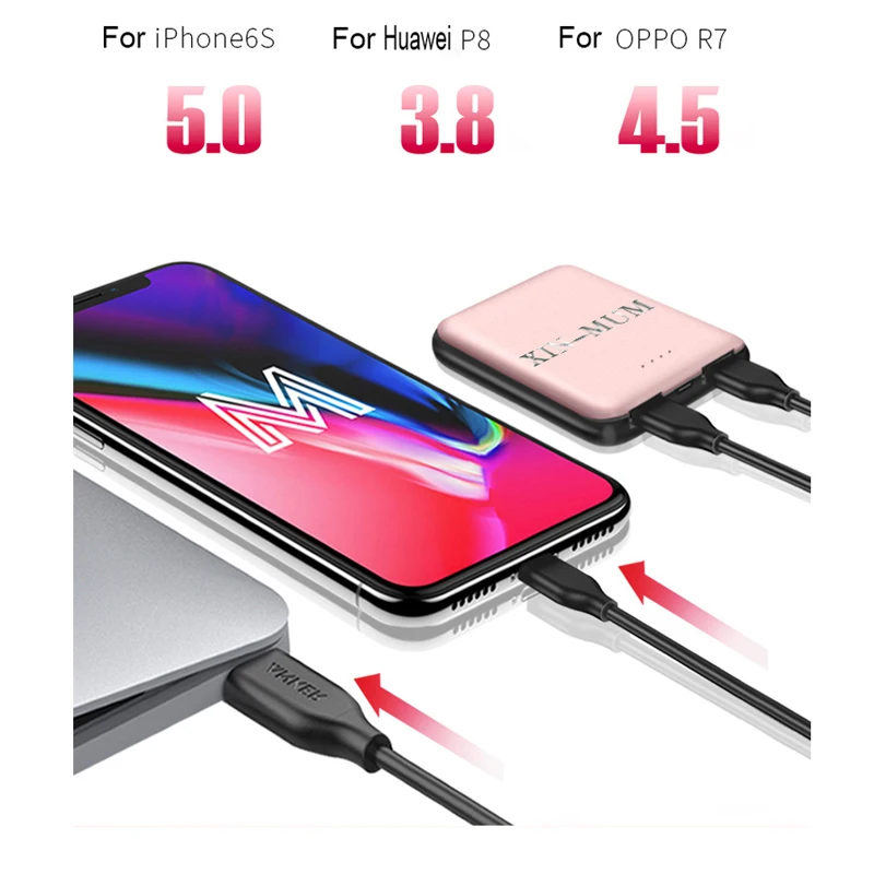 

XIN-MUM 10000mAh For iPhone Mobile Phone External Battery Pack Mini Portable Charger Dual USB 2.1A Fast Charge Power Bank