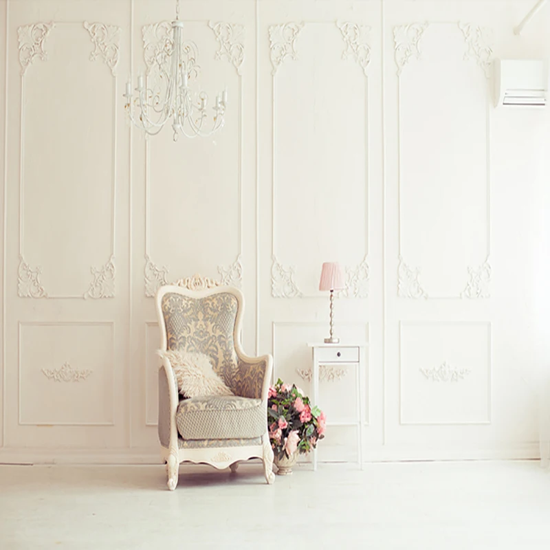wedding backdrops white wall chair backdrop pink flowers ...