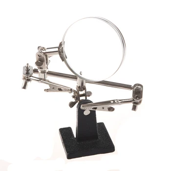 

Magnifying glass Third Hand Soldering Soldering Iron Stand Helping magnifying tool with a silver clip