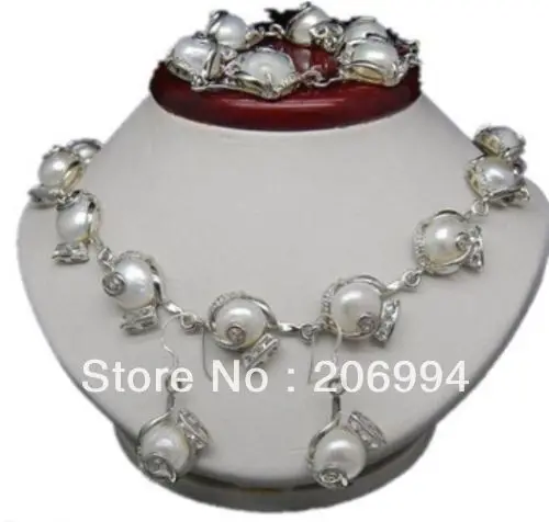 

wholesale fancy 11-12MM White freshwater Cultured Pearl Necklace Bracelet Earring Set fashion jewelry,gift