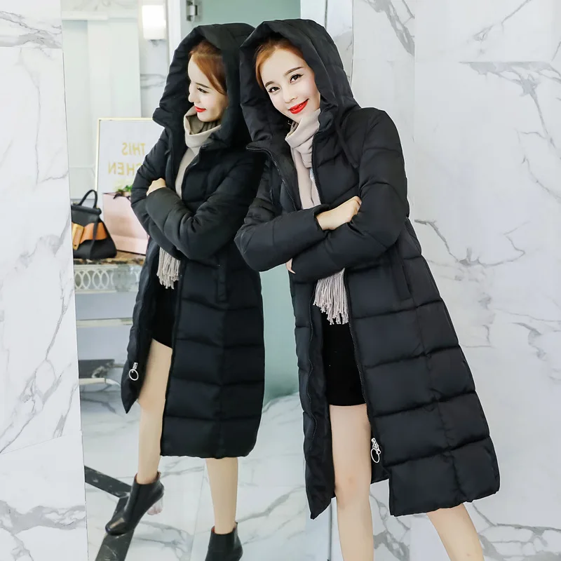 2018 winter new style long cotton dress Korean version slim slim feather down Cotton Dress Lady coat