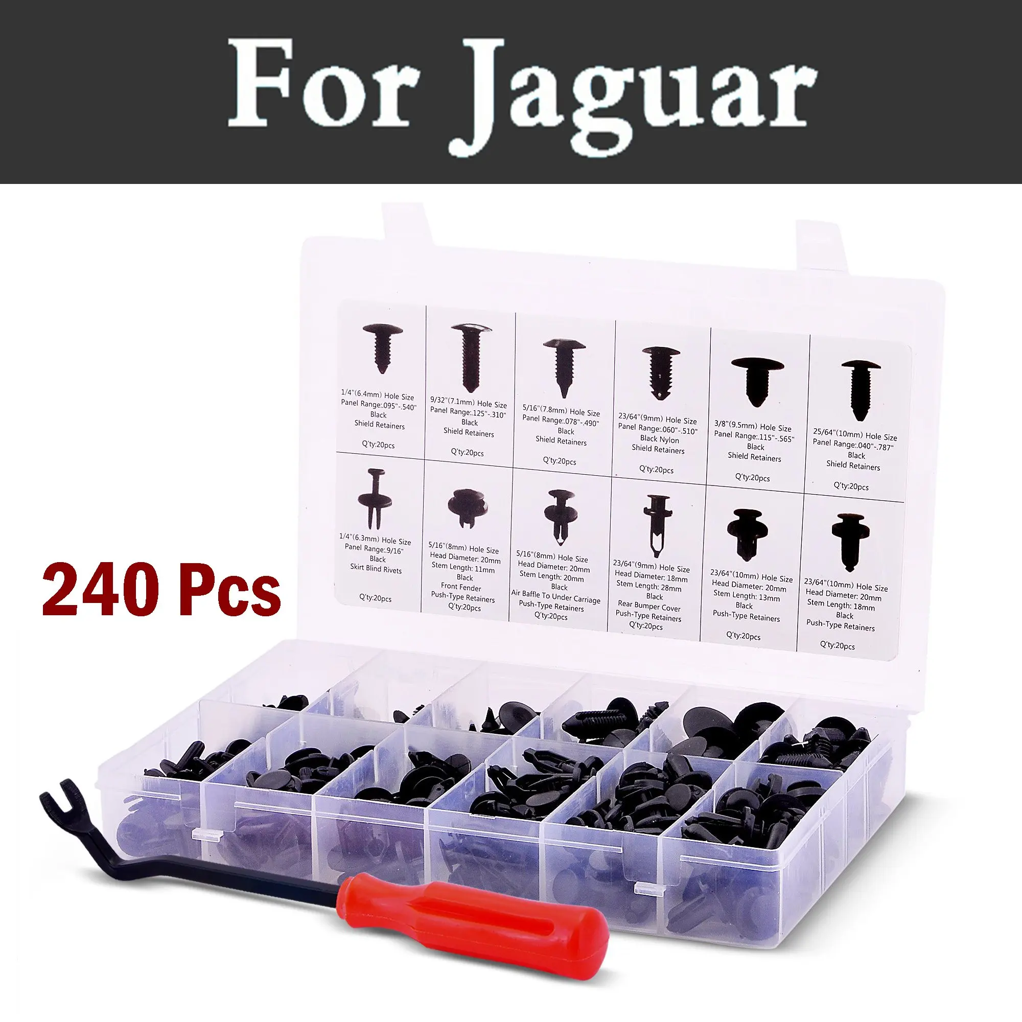240pcs Push Fasteners Set Sizes & Applications Rivets For Jaguar F Pace
