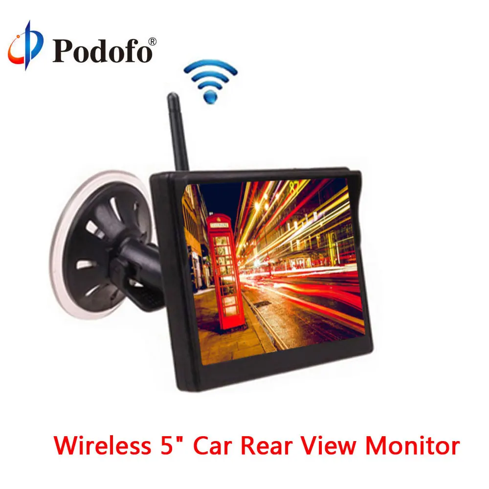 Goedkoop Podofo Draadloze 5 #039; #039;Auto TFT Kleur Achteruitrijcamera Monitor Digitale Scherm met 2 Video ingangen In Dash Display voor Backup Camera