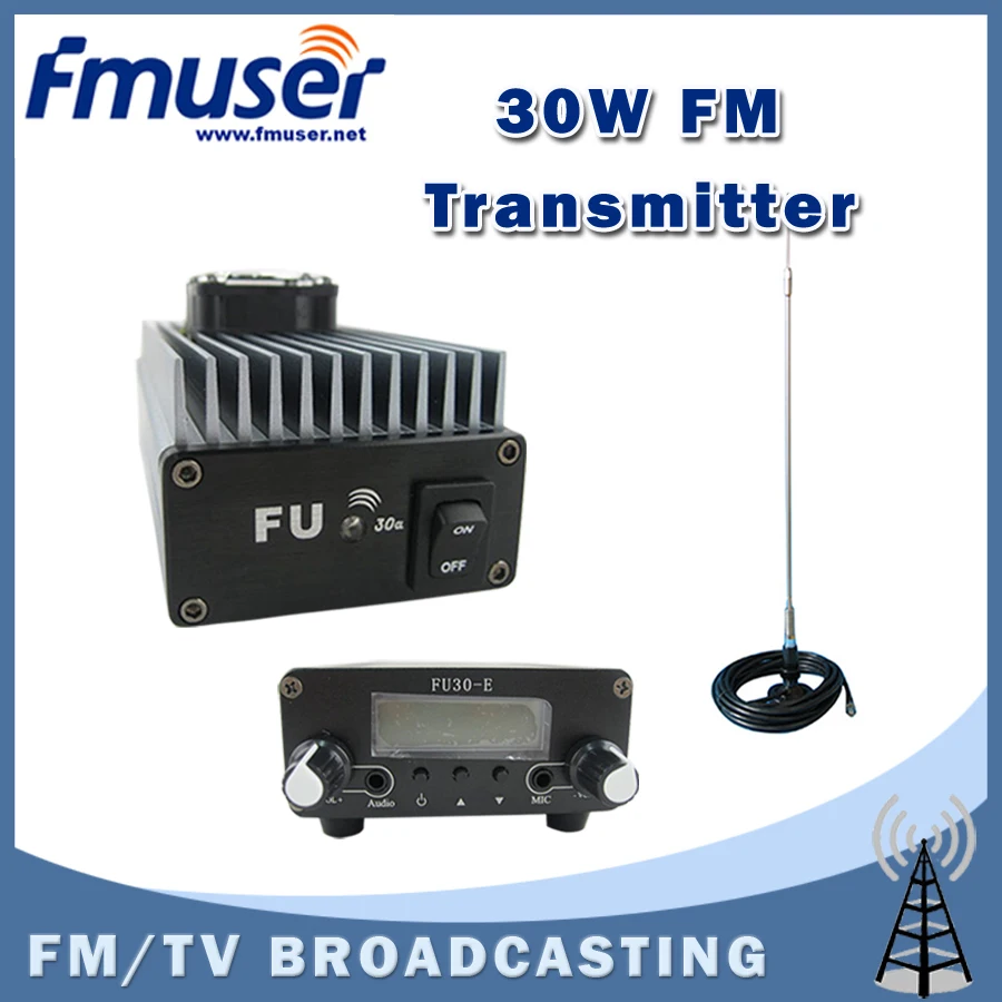 Free shipping FMUSER FU 30A 30W Professional FM power amplifier transmitter 85 110MHz+CA200 Car