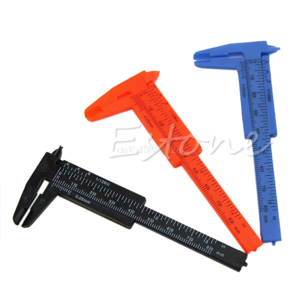1pcs Plastic Mini Ruler Sliding 80mm Vernier Caliper Gauge Measure Tool Pocket 