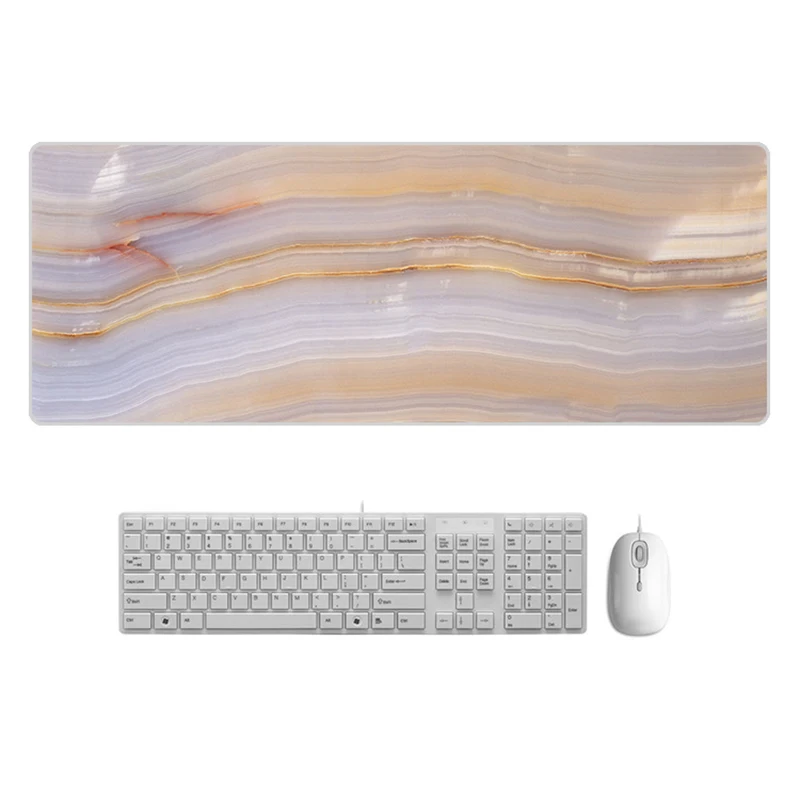 Large  Desk Pad Beautiful Soft Natural Rubber Pink Gold White marble Series Mice Pad Square Gaming Mouse Pad with Locking Edge (9)