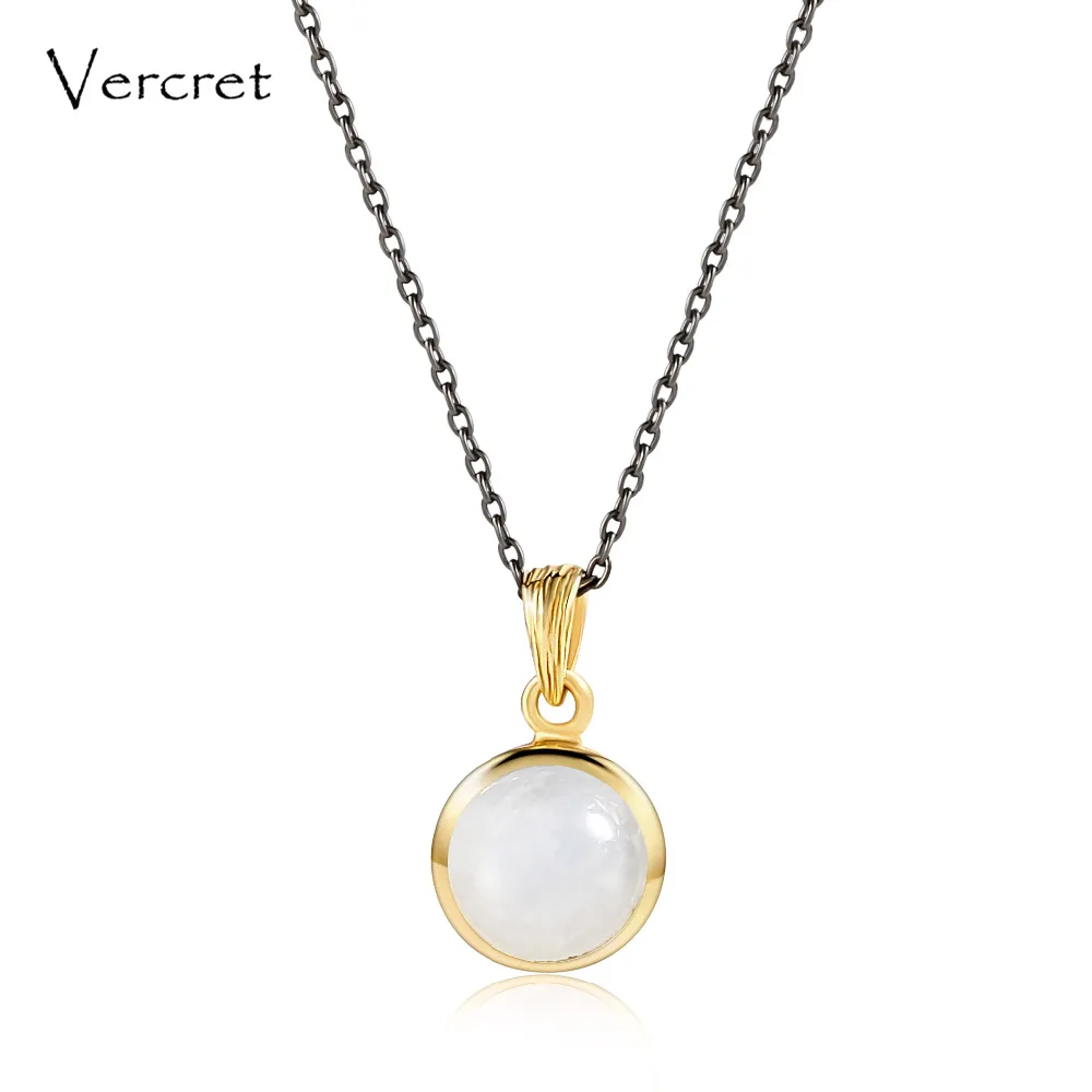 

Vercret cute rainbow moonstoned necklace with 925 sterling silver chain necklace handmade women's jewelry gift sp