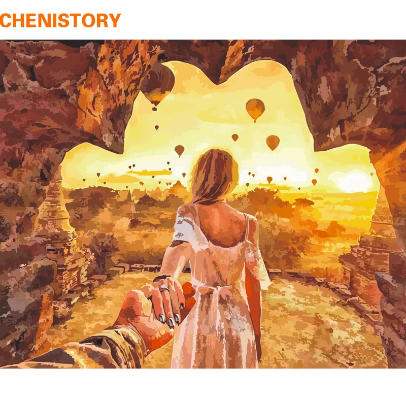 

CHENISTORY Frameless Sunset Lover DIY Painting By Numbers Modern Wall Art Coloring Picture By Numbers For Wedding Decoration Art
