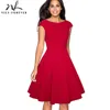 Nice-forever Vintage Solid Color Elegant Christmas Dresses with Cap Sleeve A-Line Pinup Women Flare Swing Dress A067 ► Photo 1/6