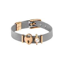 Идеальный комплект из сетчатого браслета с диск с изображением сердца шармы без часов без Кристалл манжета браслет для женщин и мужчин ювелирные изделия#277072